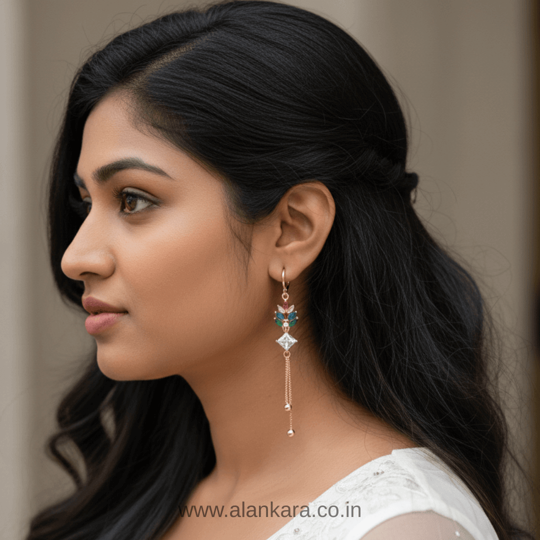 Multicolor crown danglers - Stainless steel western earrings