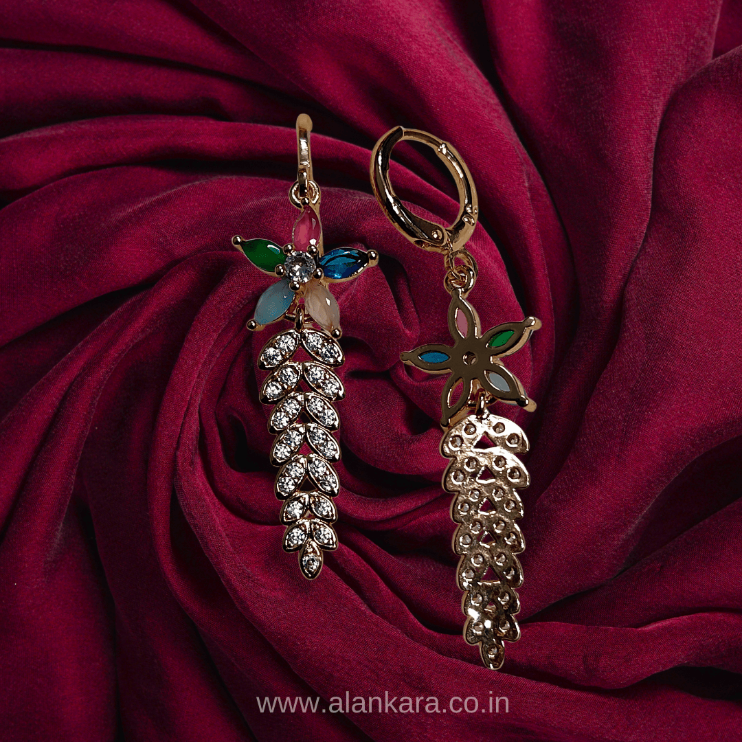 Multicolor floral grapes danglers - Stainless steel western earrings