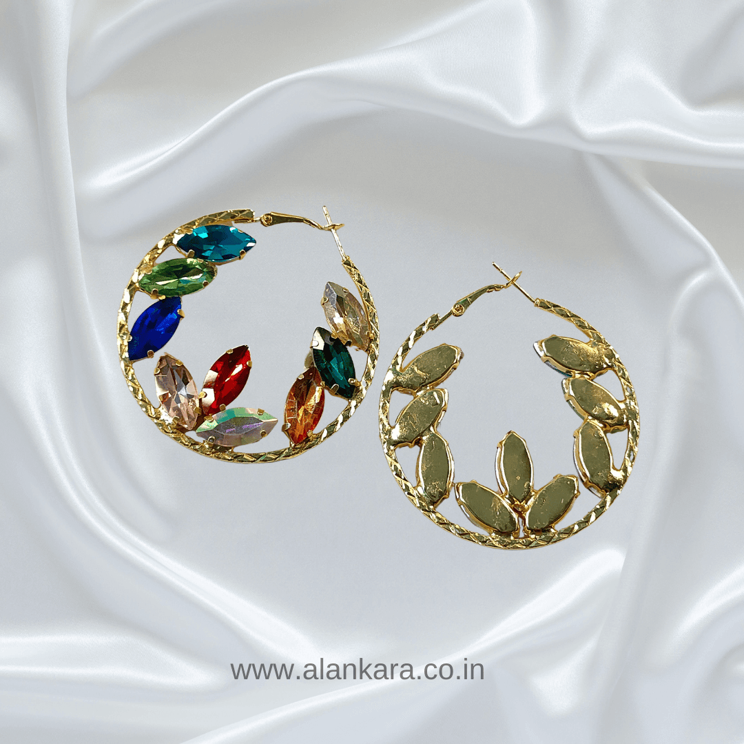 Multicolor Korean Stone hoop Earrings. 