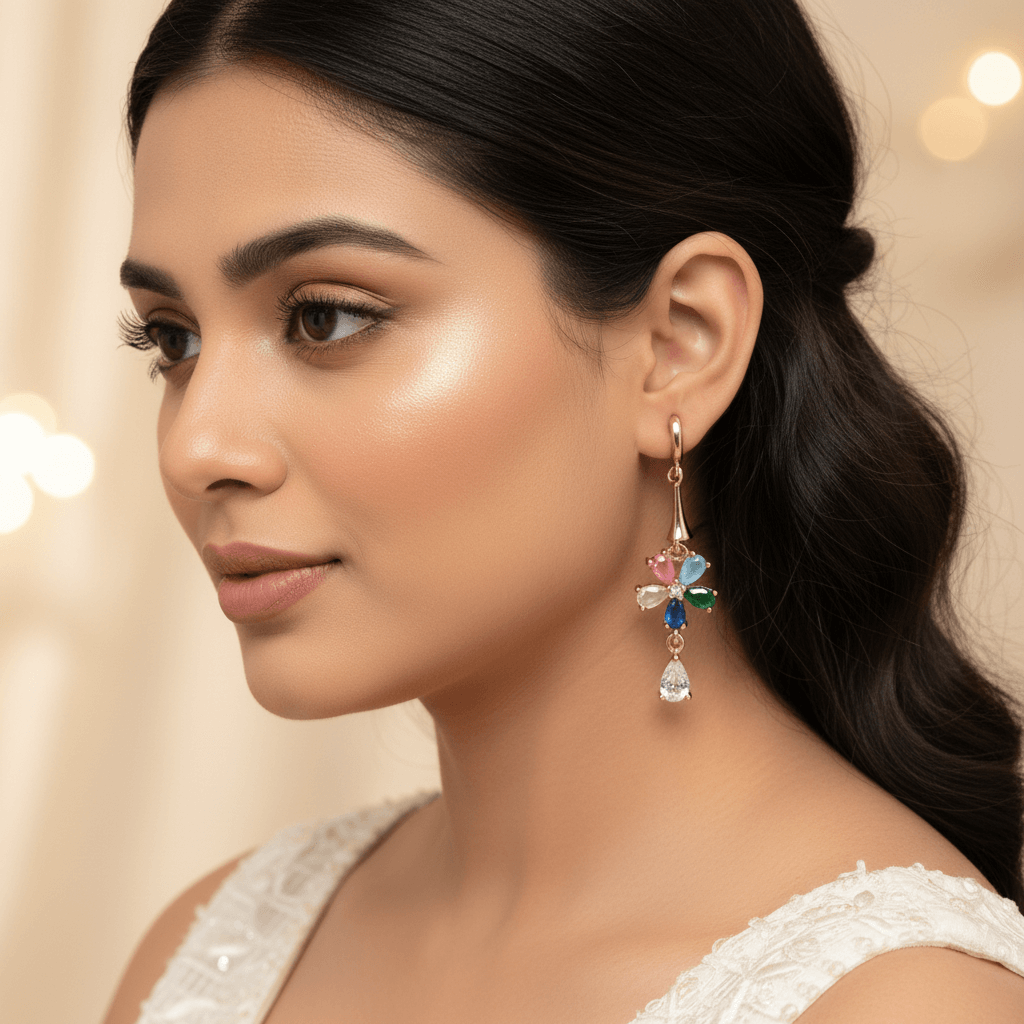 Multicolor floral danglers - Stylish western earrings | Alankara