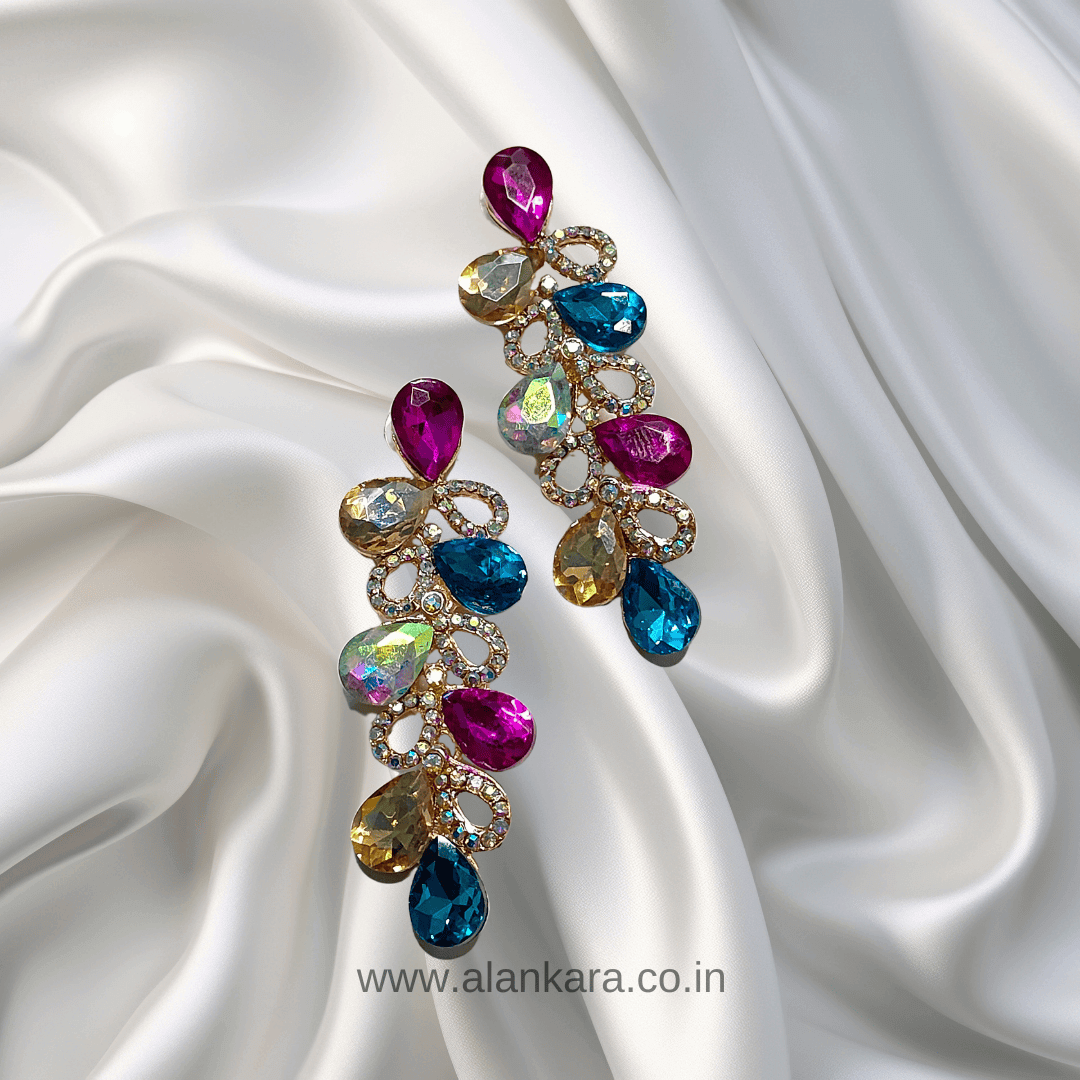 Multicolor earrings - Partywear glass stone Korean Earrings | Alankara