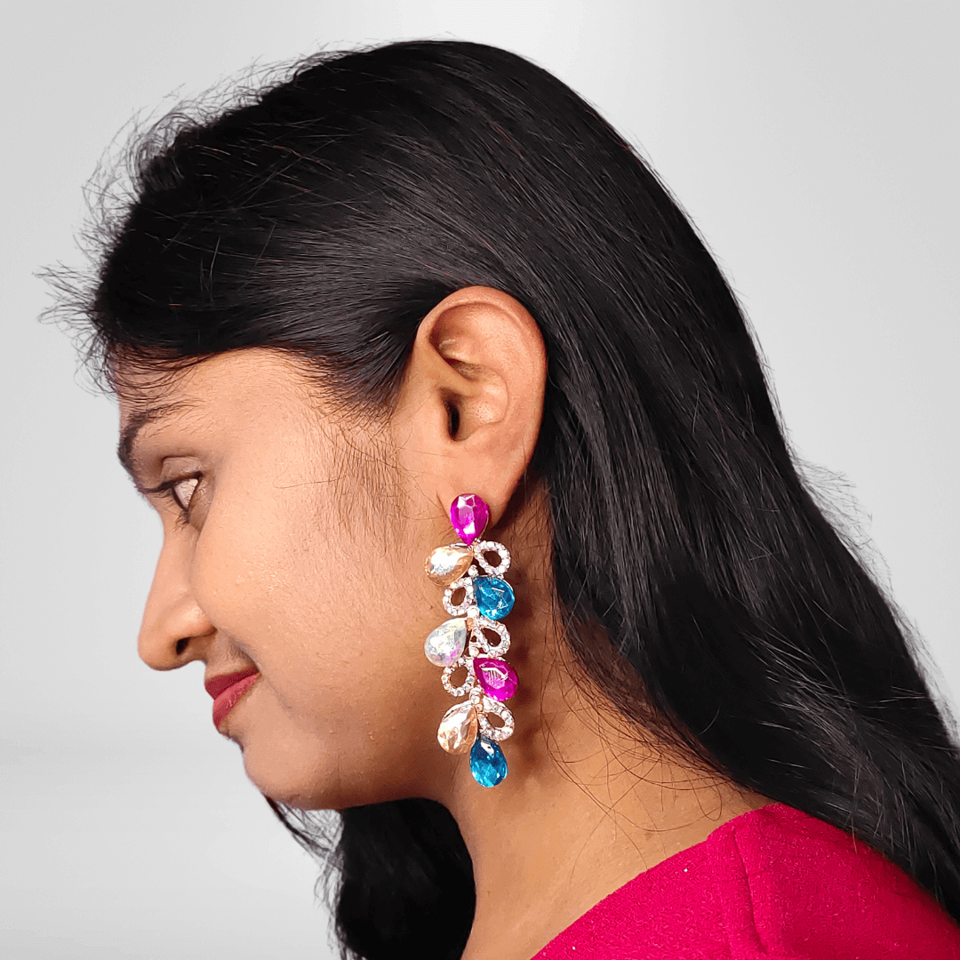 Multicolor Earrings - Korean glass stone Earrings | Alankara