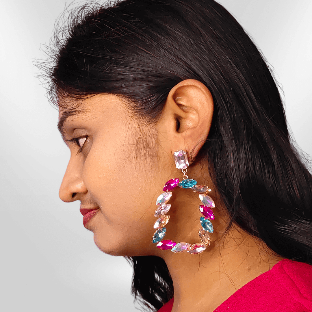Multicolor Korean Glass stone Earrings - Partywear | Alankara