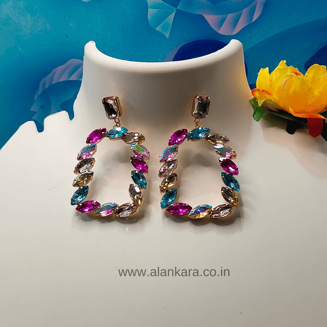 Multicolor Stone Earrings - Women Korean Earrings  | Alankara