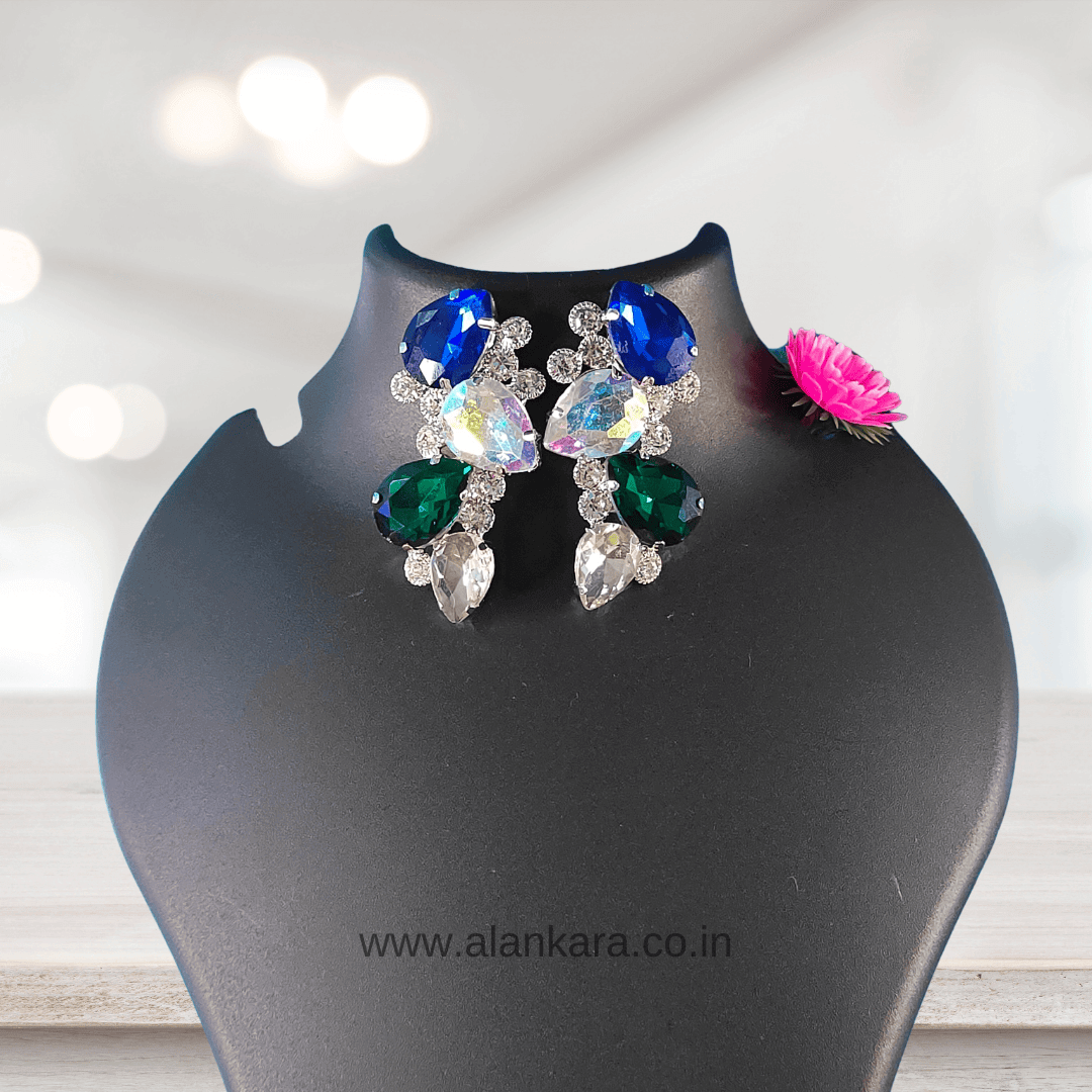 Multicolor Earrings petals stone - glass studs | Alankara
