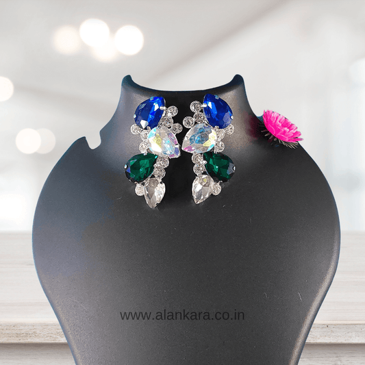 Multicolor Earrings petals stone - glass studs | ALANKARA