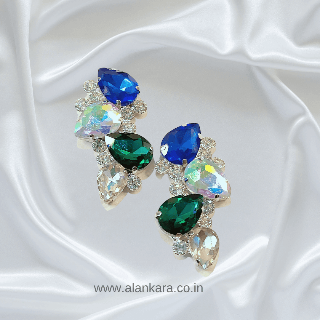 Multicolor petals stone glass studs - Partywear earrings for women | Alankara