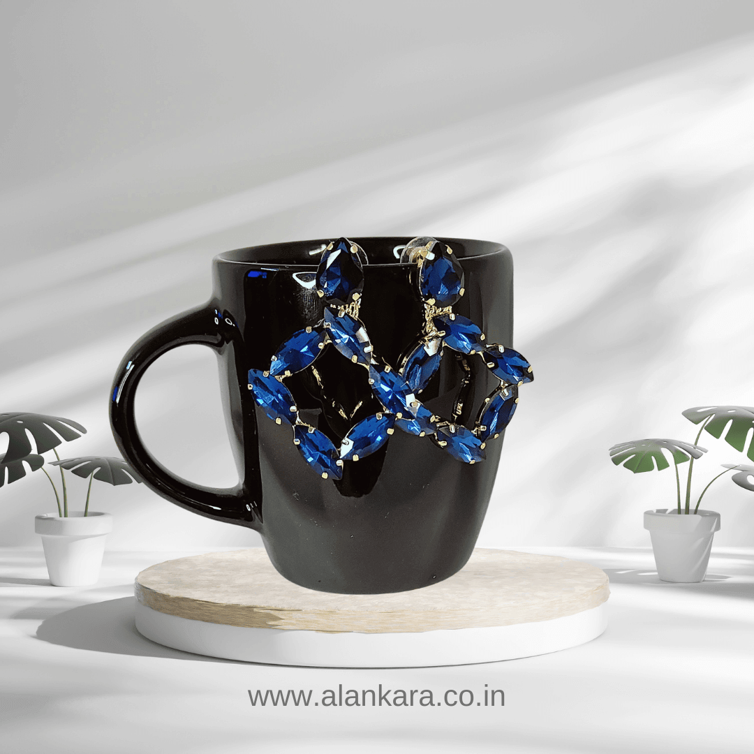 Navy blue Earrings - Stone earrings for women Partywear | Alankara