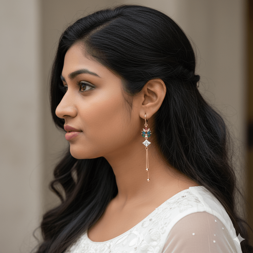 Multicolor crown danglers - Women's western earrings | Alankara