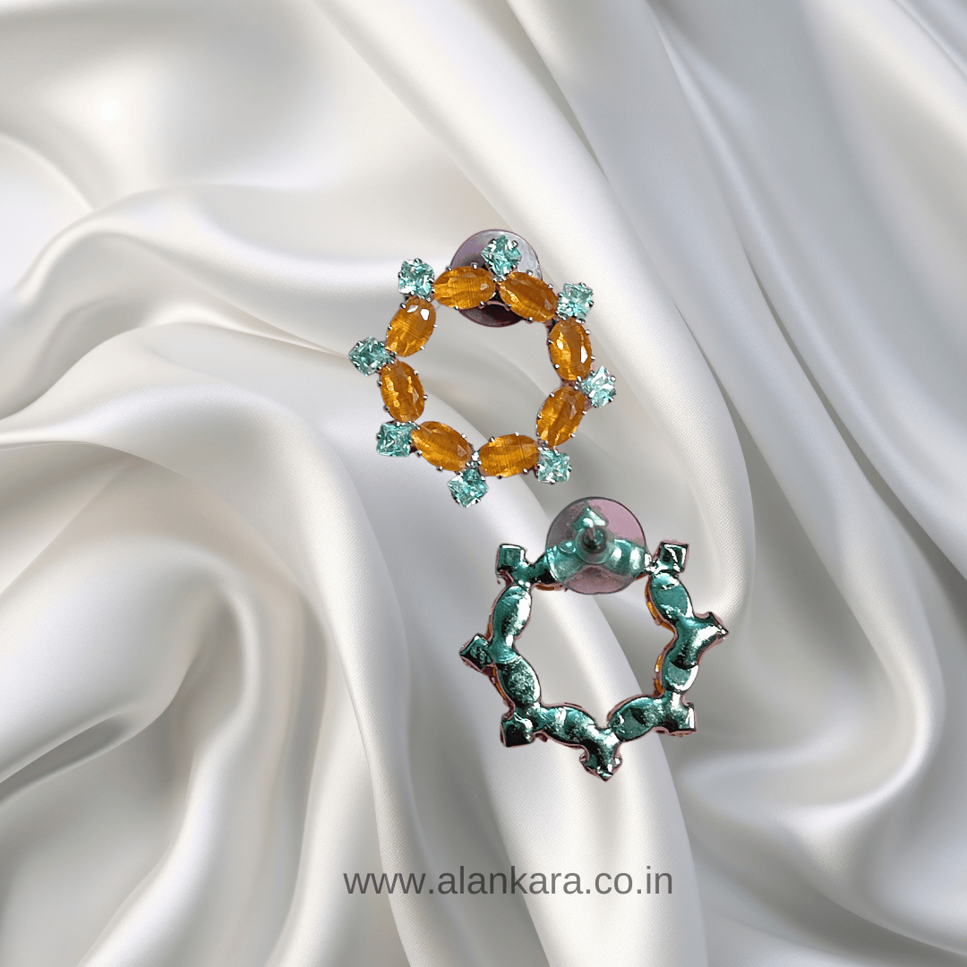 Orange crystal stud earrings