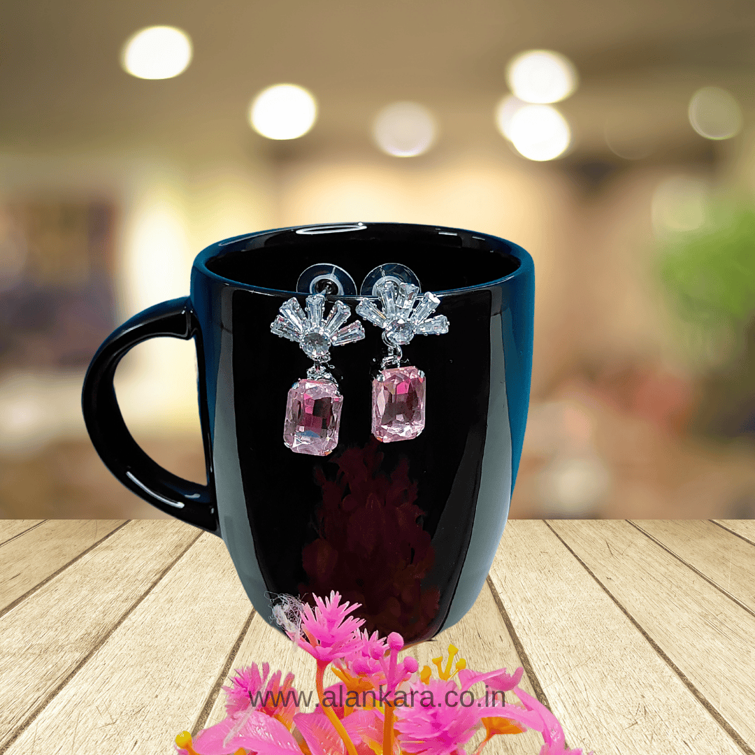 Light pink earrings - glass studs | ALANKARA