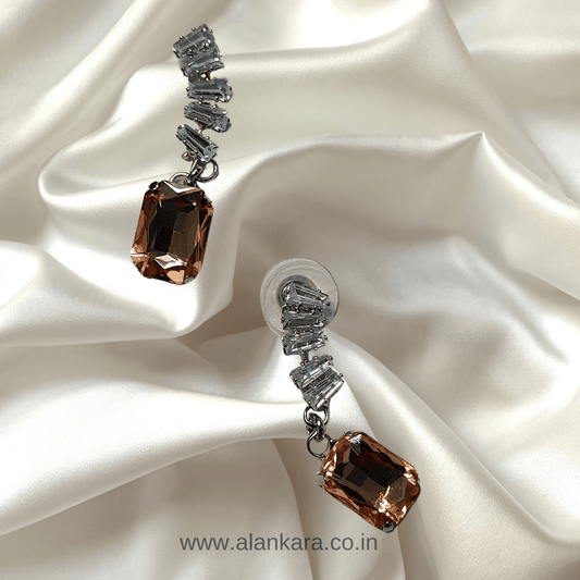Glass studs - Peach colour Earrings for women Partywear | ALANKARA