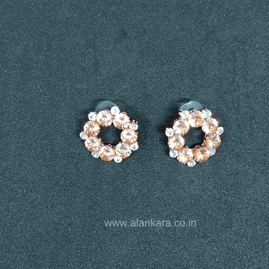 Peach colour Earrings crystal studs - Women's western earrings | Alankara