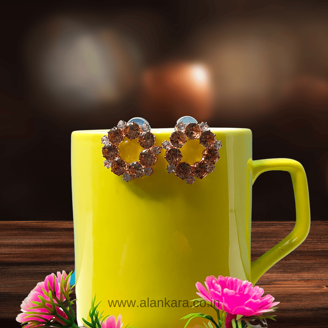 Peach crystal studs - Stylish western earrings | Alankara