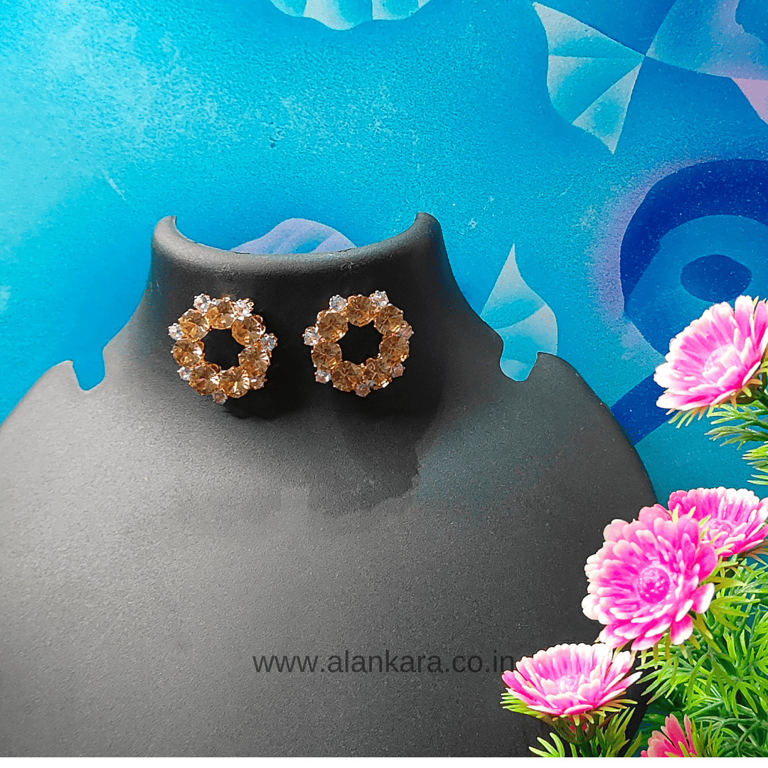 Peach crystal stud Earrings