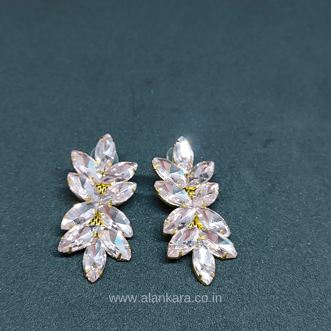 Light Pink Earrings - Stone earrings for women Partywear | ALANKARA