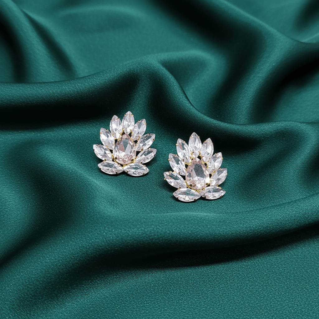 Pink stone glass studs - Partywear women Korean earrings | Alankara