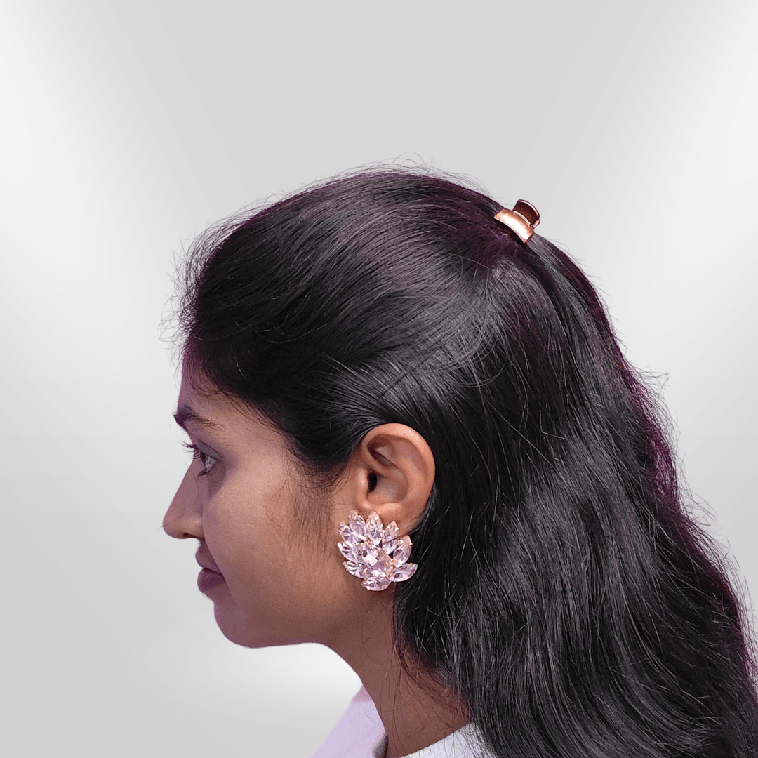 Pink Earrings Partywear - glass studs | ALANKARA