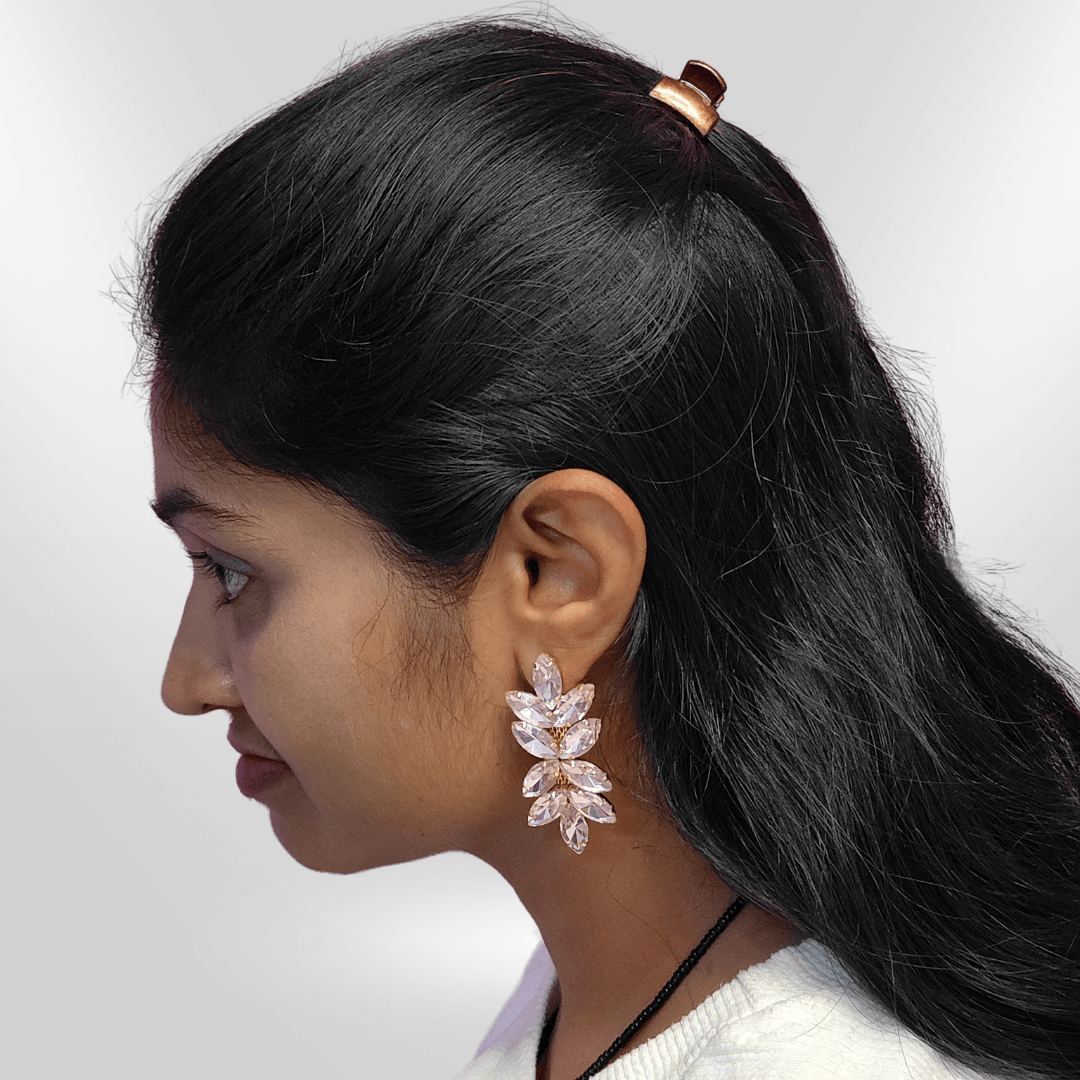 Light Pink stone Earrings for women - Partywear Korean Earrings | ALANKARA