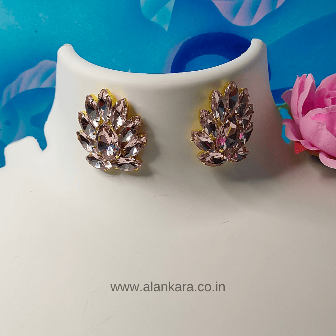 Pink flame stone stud Earrings