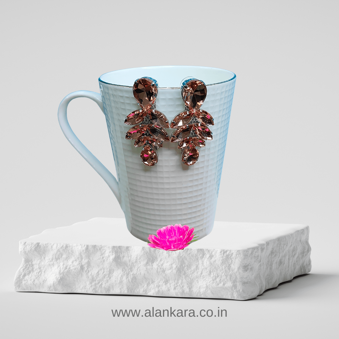 Peach jhumka Danglers - stone earrings for women Partywear | ALANKARA