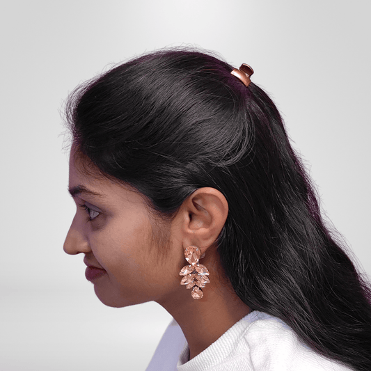 Peach colour Earrings jhumka danglers - Partywear Earrings | ALANKARA