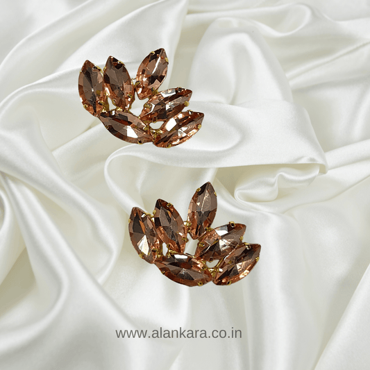 Peach colour Earrings - glass studs | ALANKARA