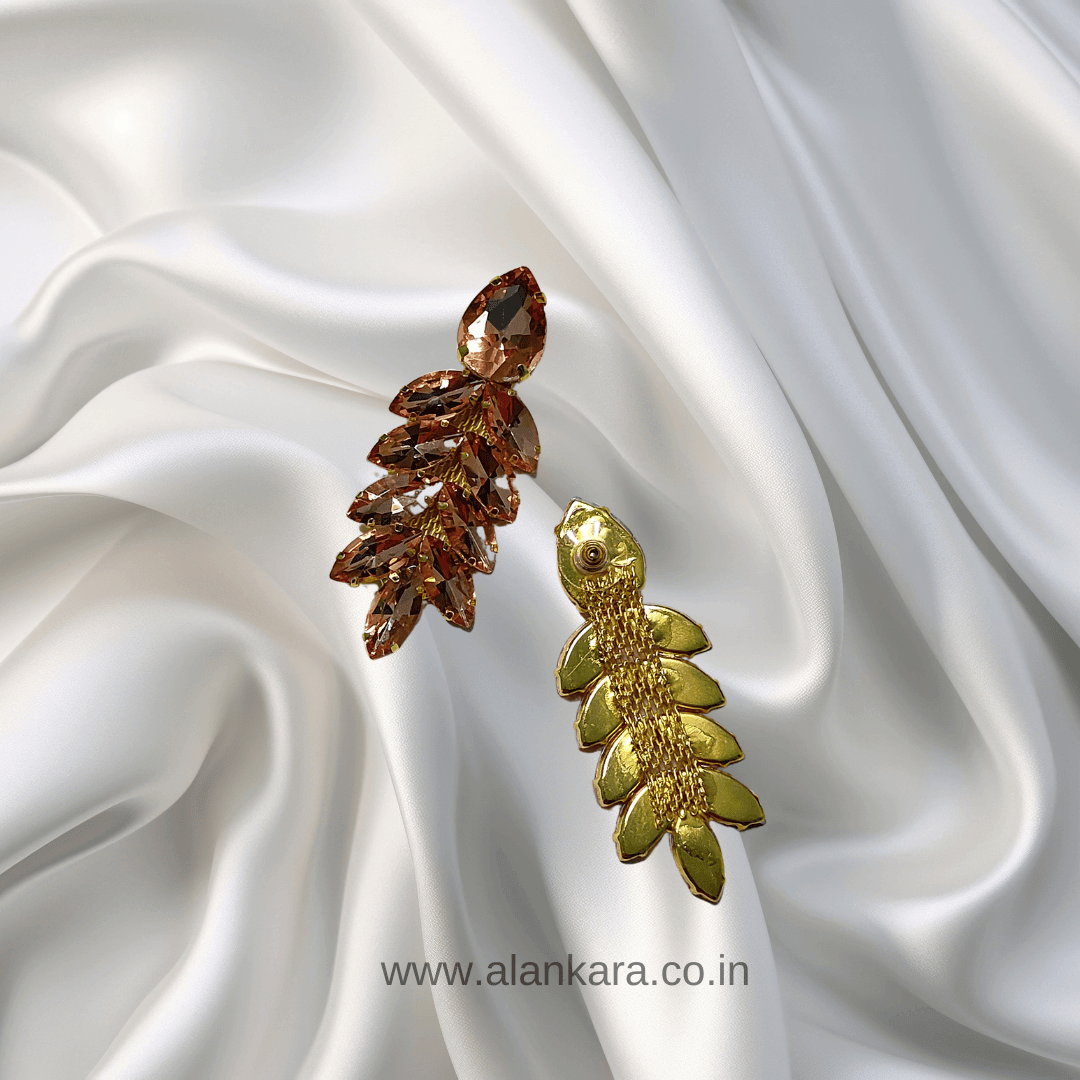 Peach petals stone dangler earrings -Partywear