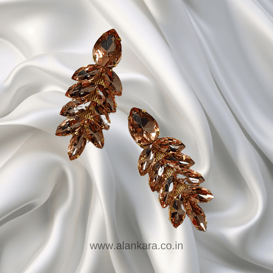 Peach colour earrings Partywear - Stone earrings for women | ALANKARA