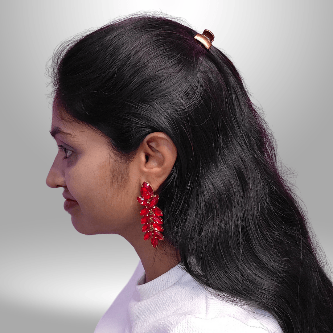 Women's red earrings - Stone earrings for women Partywear | ALANKARA