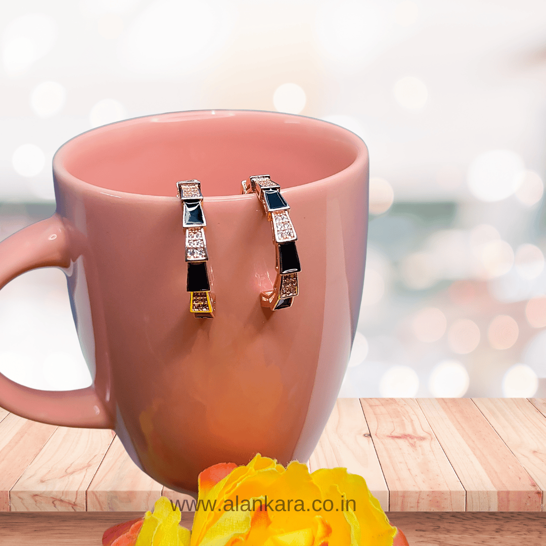 Black Rosegold hoops - Earrings for jeans top and western dress | Alankara