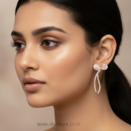 Rosegold flower bow studs - stylish western earrings