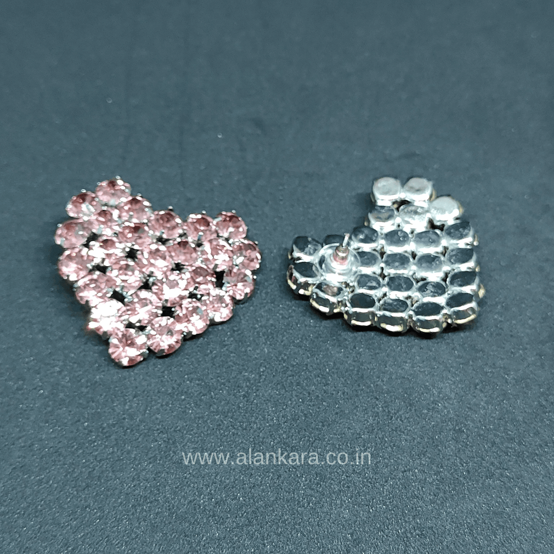 Rosegold heart stone stud earrings