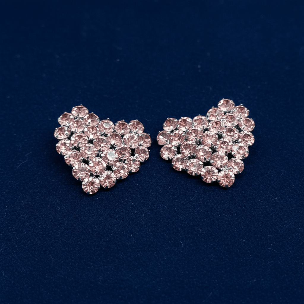 Rosegold heart stone studs - Partywear Earrings