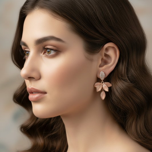 Rosegold Lotus Petals stud Earrings