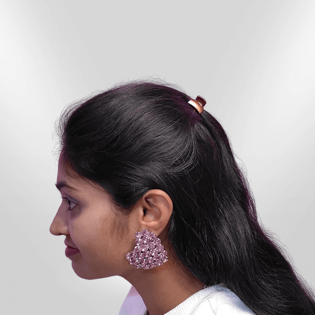 Roegold heart stone studs -  Stylish western earrings Partywear | Alankara