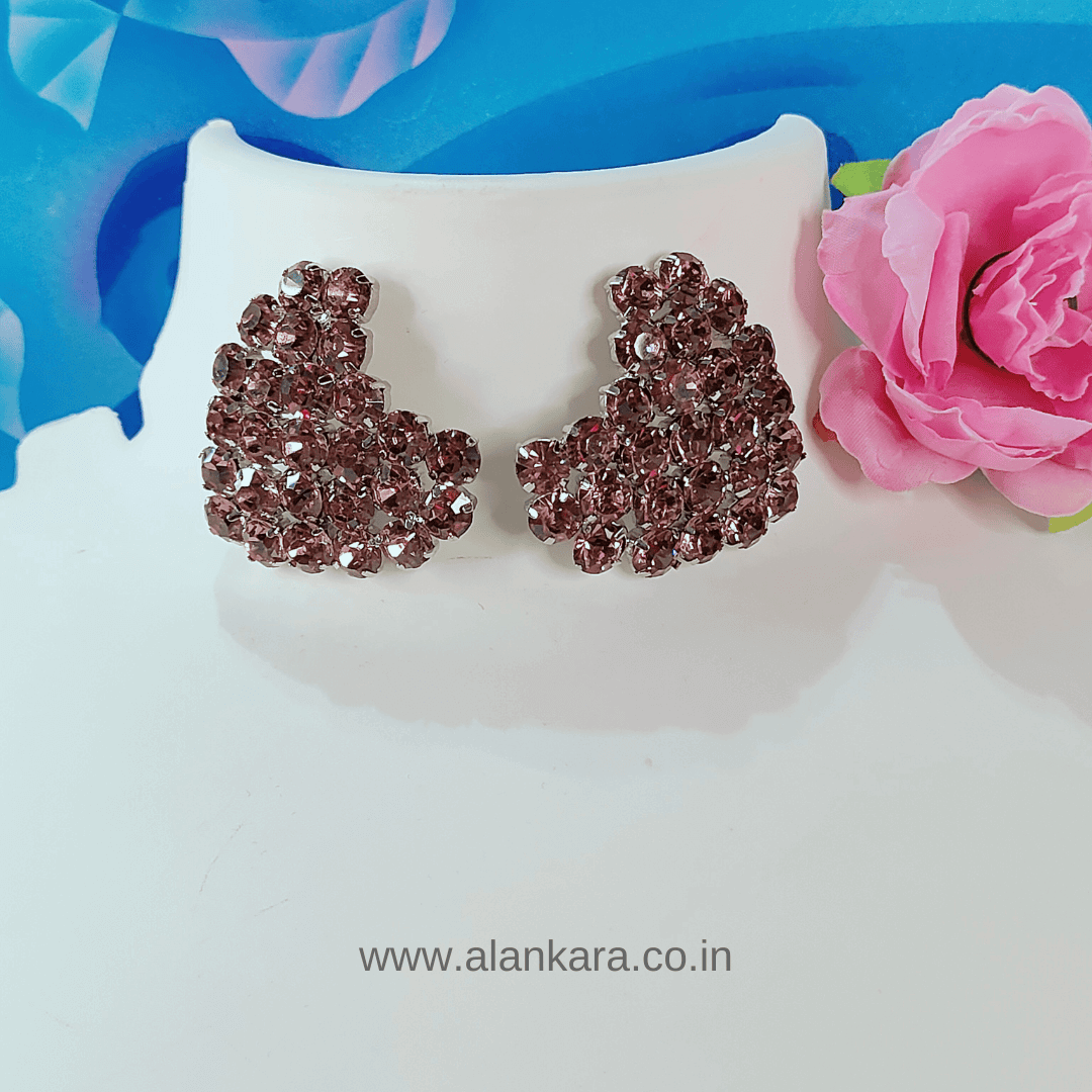 Rosegold heart stone studs - Partywear Earrings