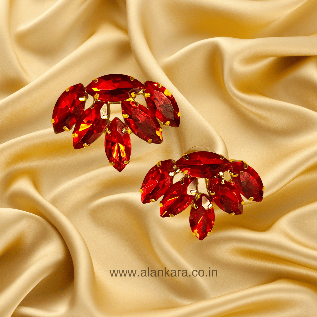Women's Red Earrings - Glass studs | Alankara