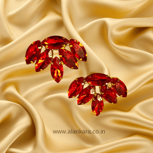 Women's Red Earrings - Glass studs | Alankara