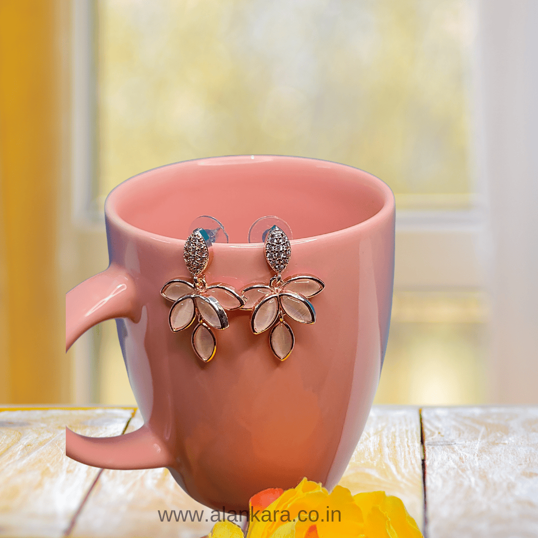 Rosegold lotus petals studs - Stylish western earrings | ALANKARA