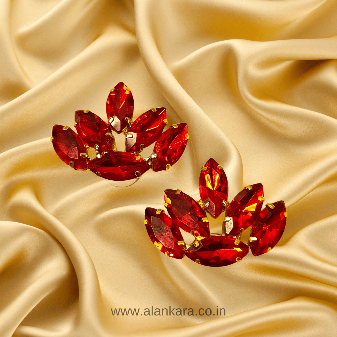 Women's Red Earrings - Glass studs | Alankara