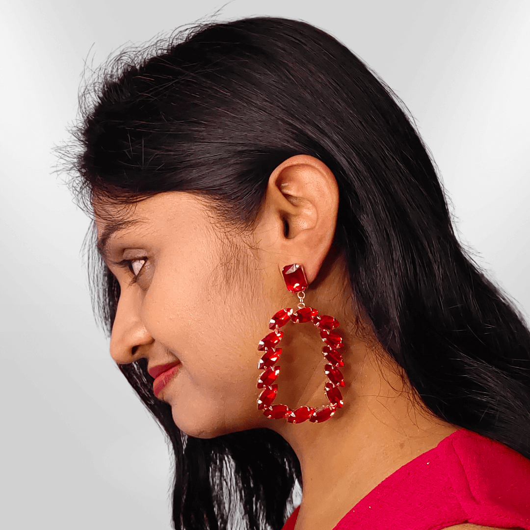 Women's Red Earrings - Partywear Korean Earrings | Alankara