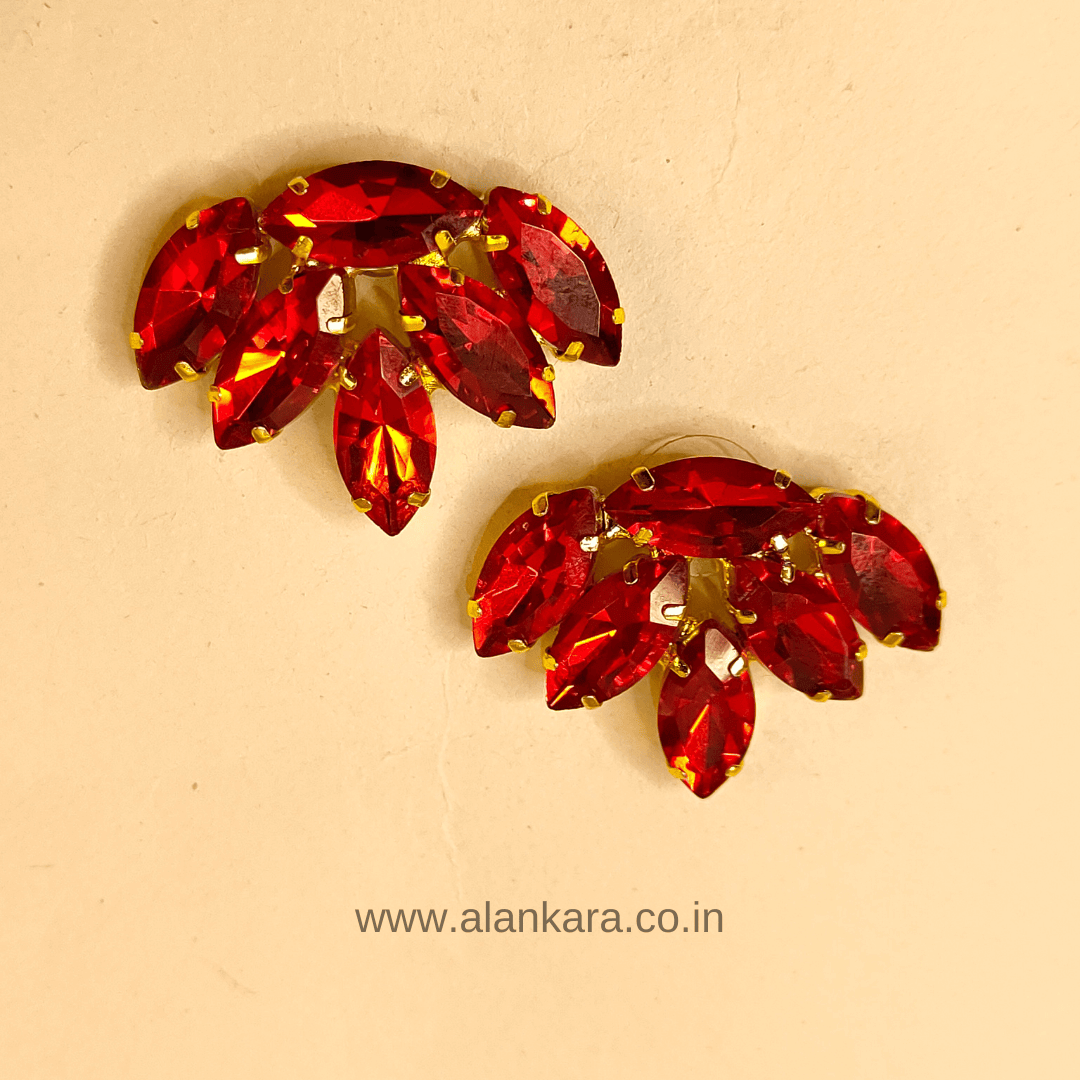 Women's Red stone Earrings - Glass studs | Alankara