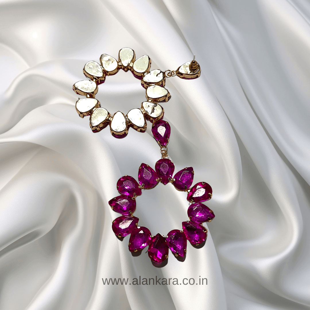 Ranipink Floral Stone Hoop Earrings