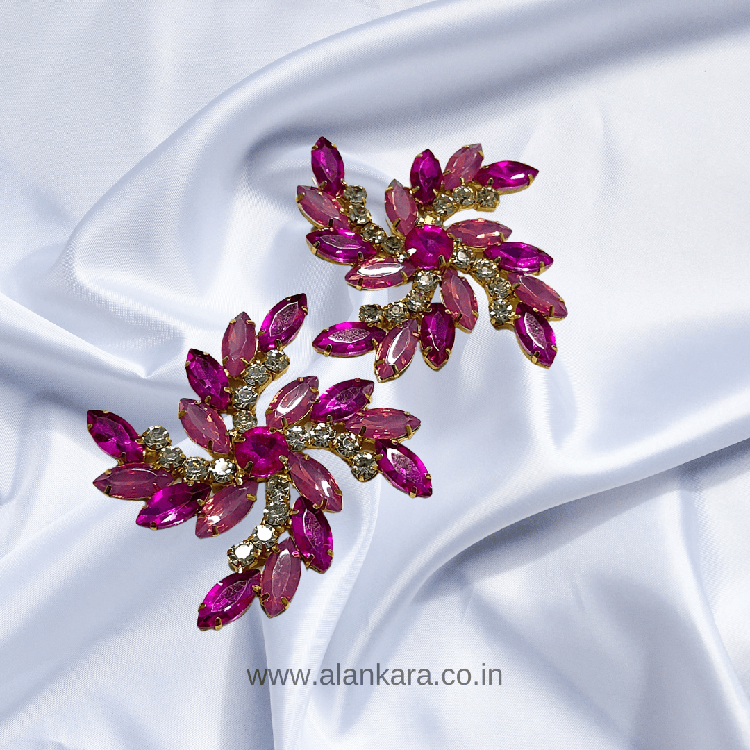 Pink Earrings - Korean style Glass stone Earrings | ALANKARA