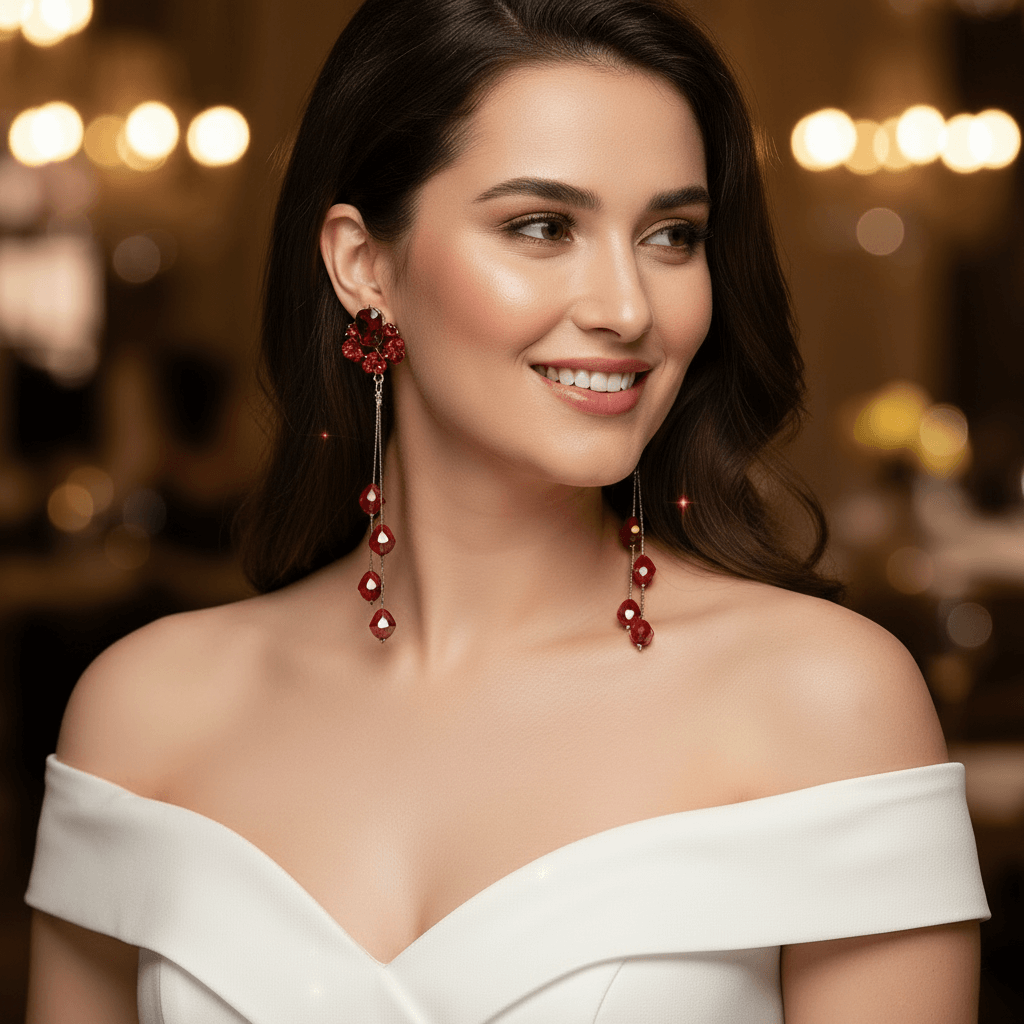 Red Rose Danglers - Partywear stylish Western Earrings | Alankara