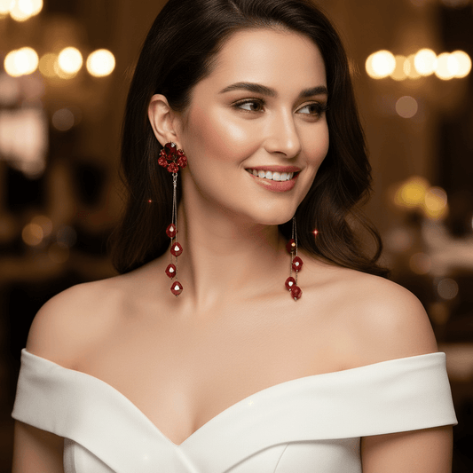 Red Rose Danglers - Partywear stylish Western Earrings | Alankara