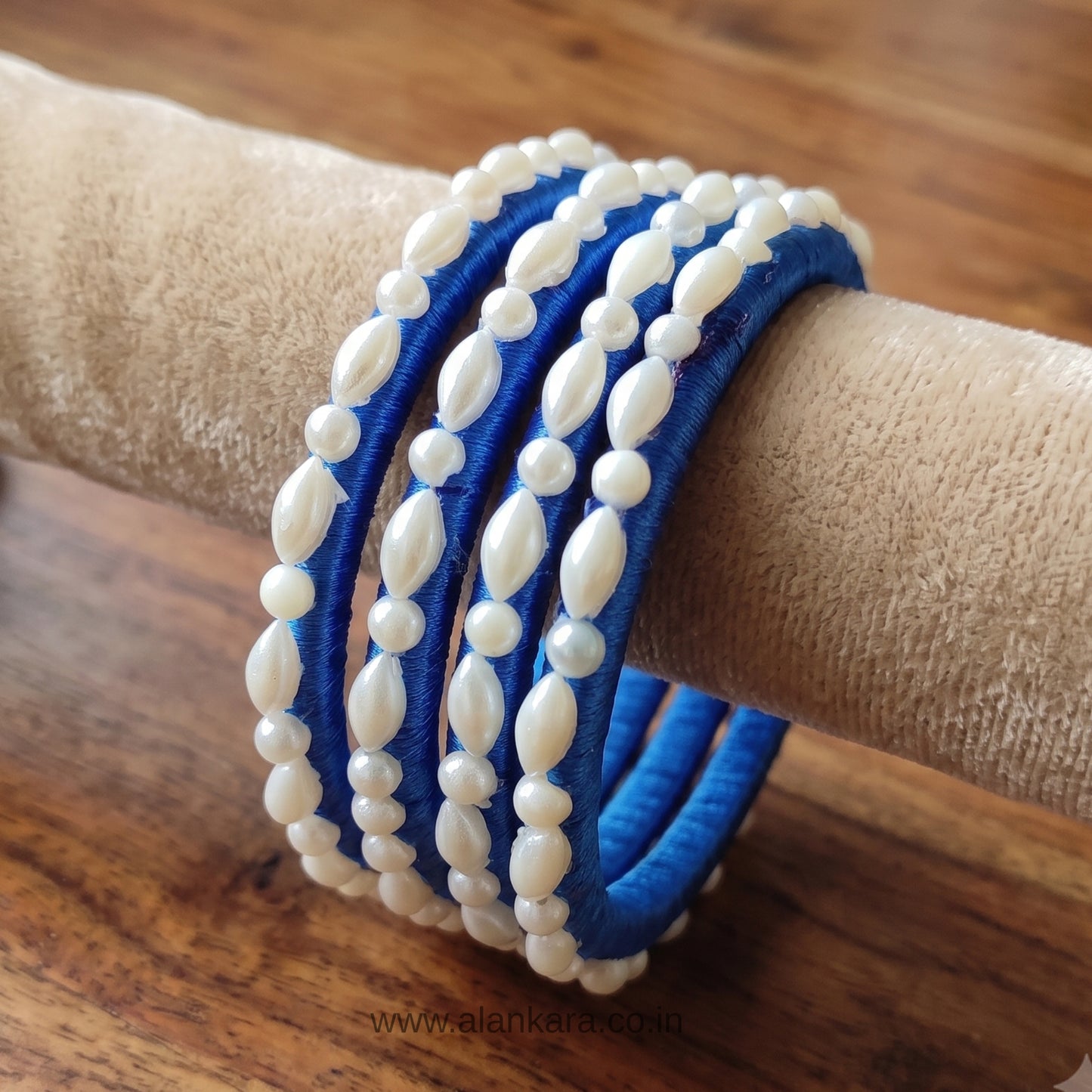 Royal Blue Pearl Silk Thread Bangles