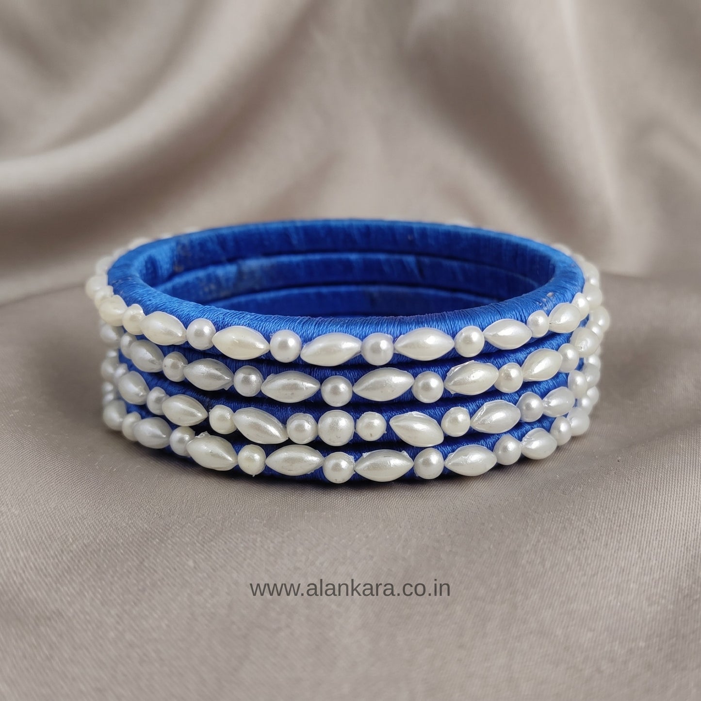 Royal Blue Pearl Silk Thread Bangles