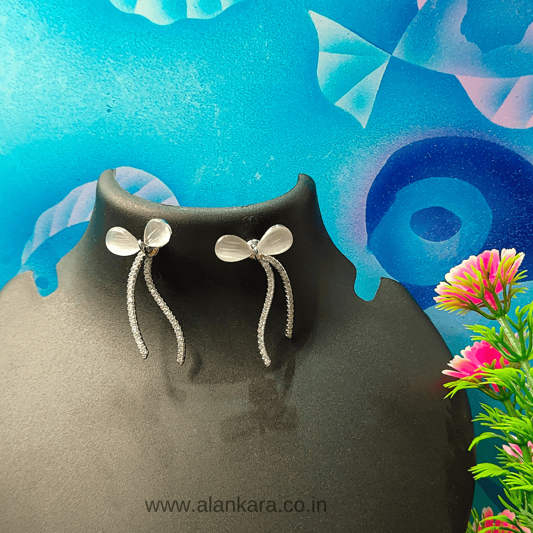 Silver flower bow studs - Stylish western earrings